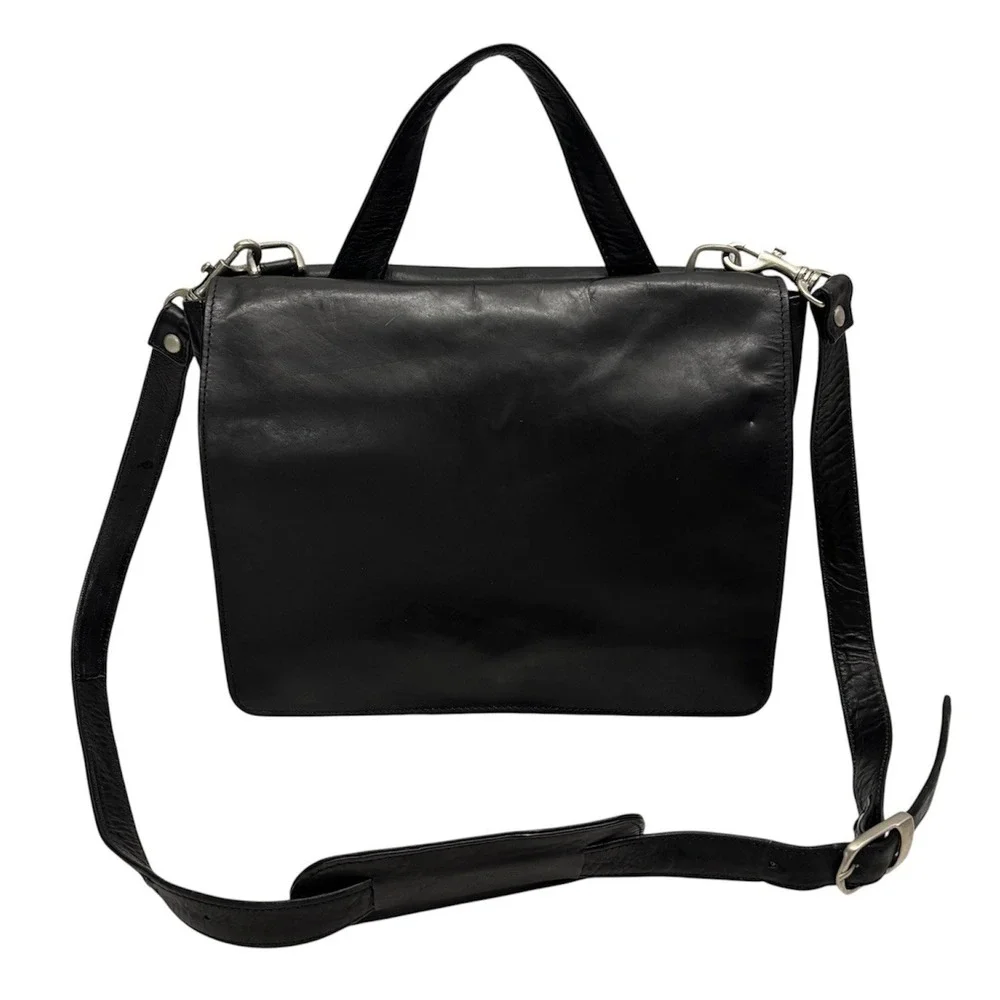 Vintage Wilsons Leather Bag Black Leather Messenger Bag Organizer Career Office